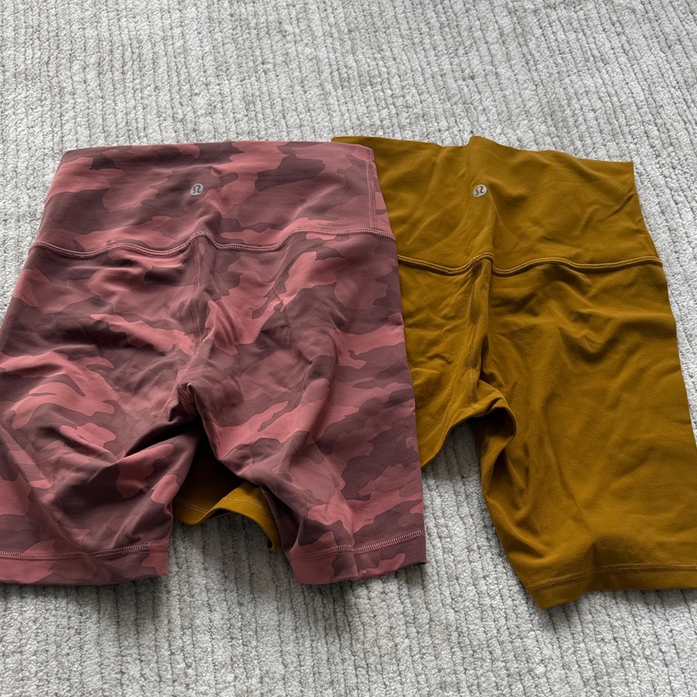 lululemon athletica Pink Camo and Mustard Athletic Shorts